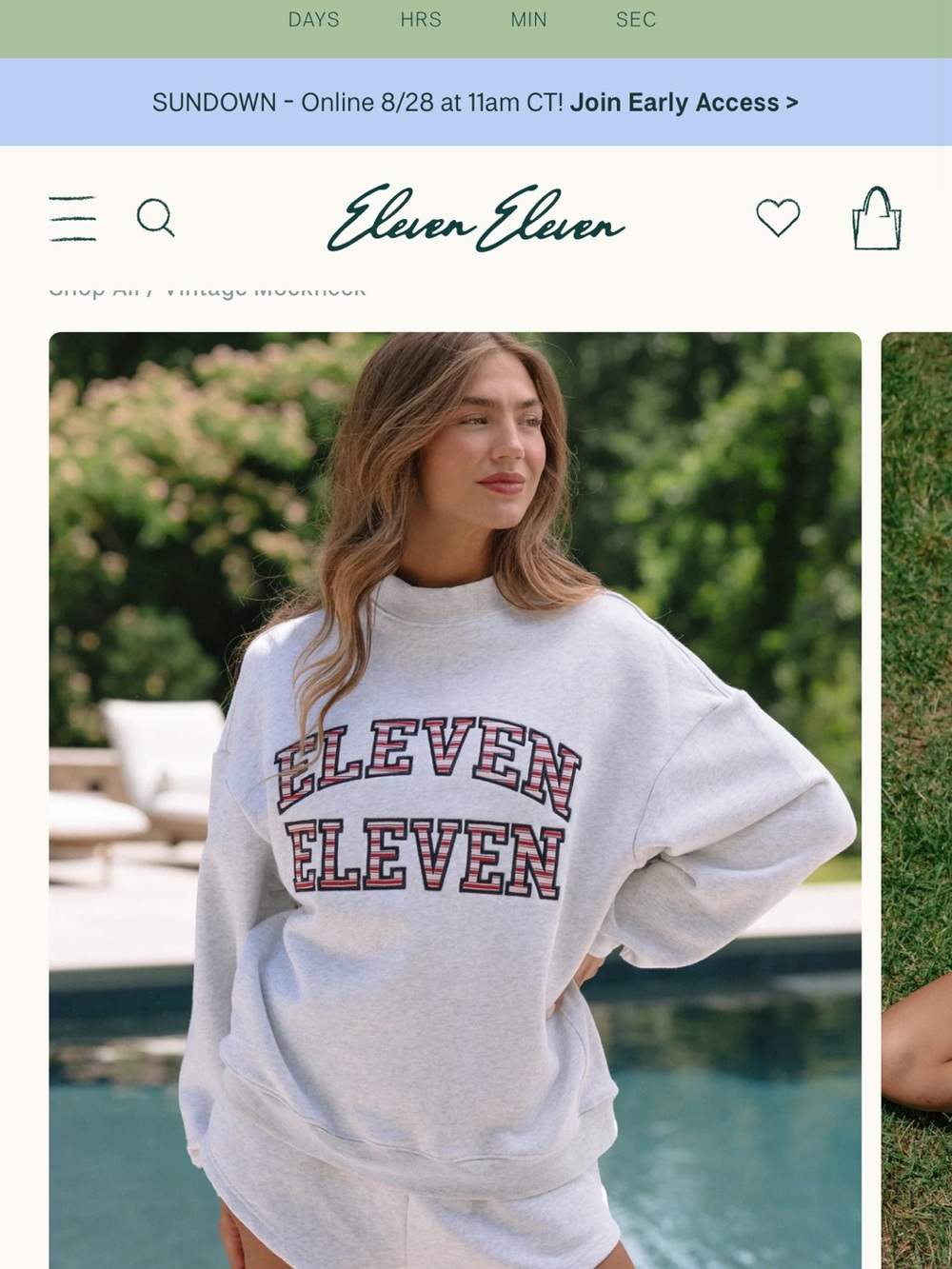 Eleven Eleven Light Gray Logo Crew Sweatshirt